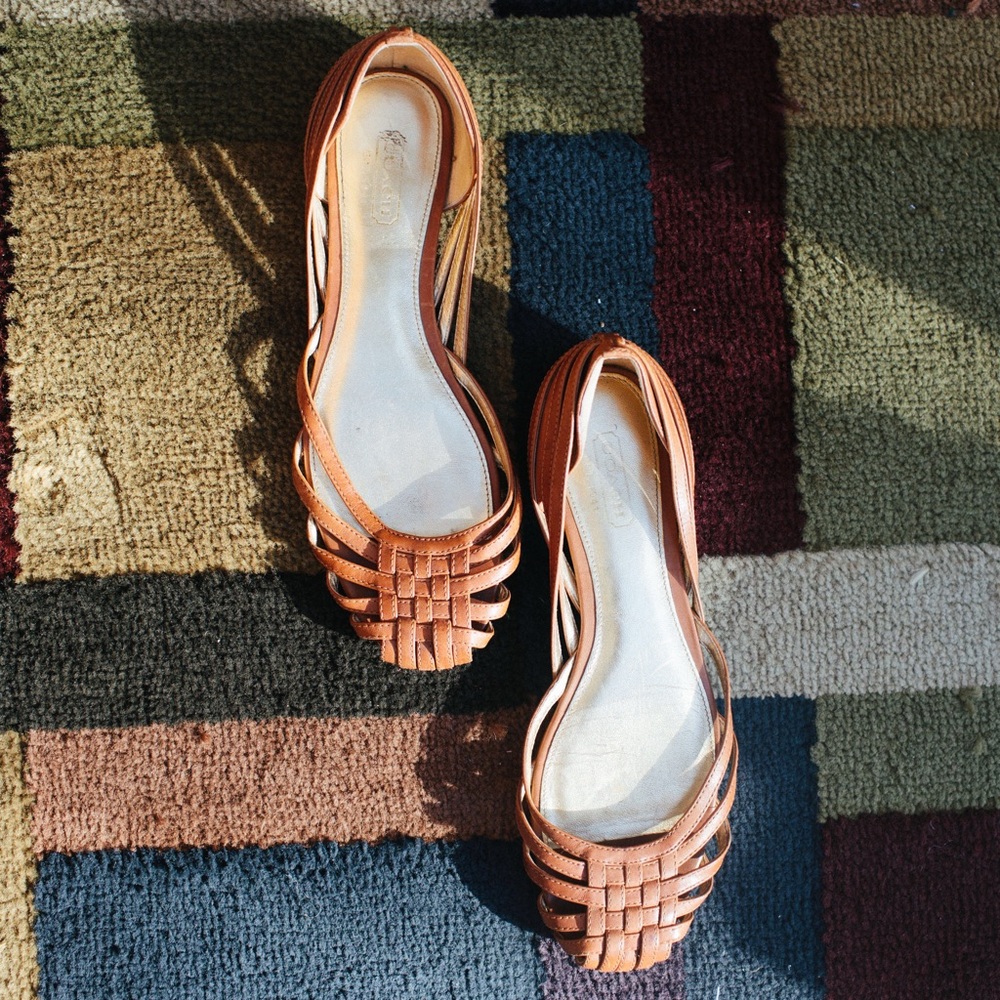 Coach tan leather Lottie Flats